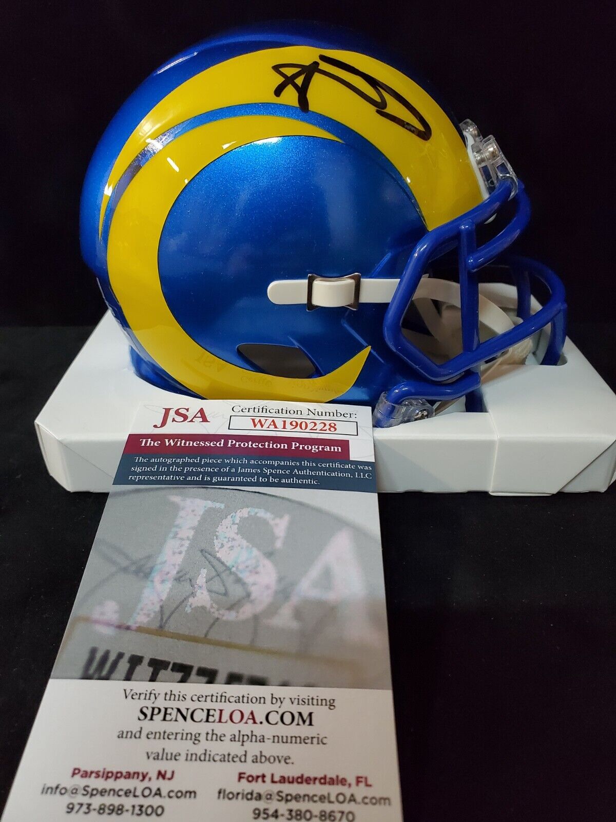 Los Angeles Rams Aaron Donald Autographed Speed Mini Helmet Jsa Coa