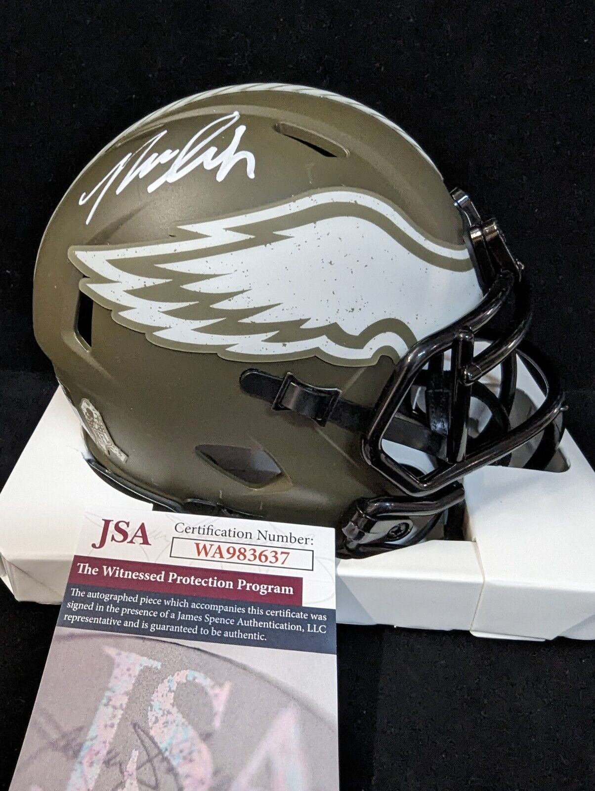 Philadelphia Eagles Nolan Smith Jr Autographed Signed Salute Mini Helm –  MVP Authentics
