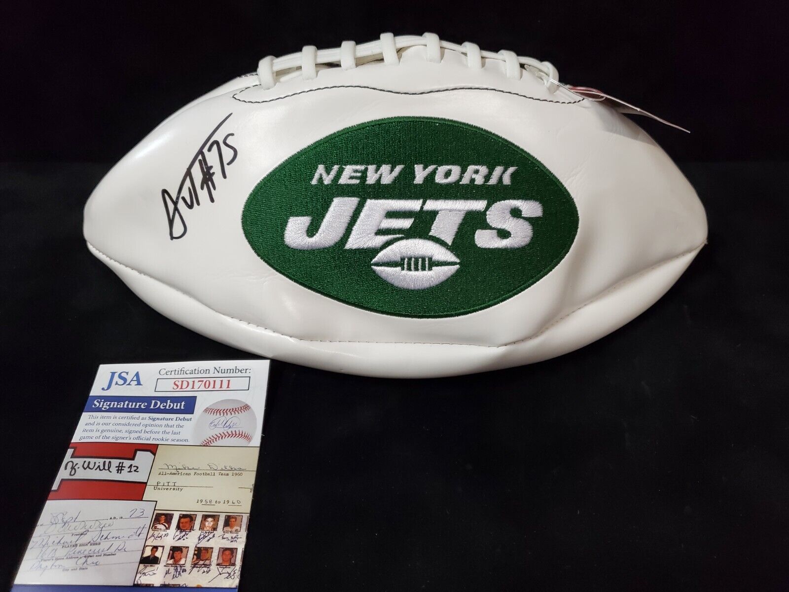 N.Y. Jets Alijah Vera-Tucker Autographed Signed Logo Football Jsa