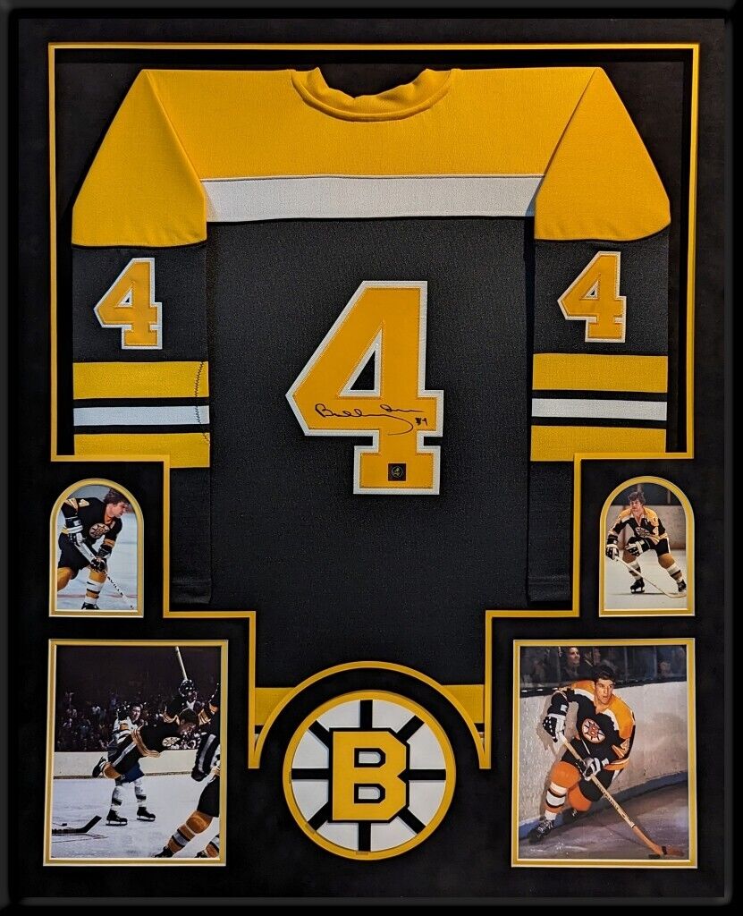 Suede Framed Boston Bruins Bobby Orr Autographed Signed Jersey Gnr Coa