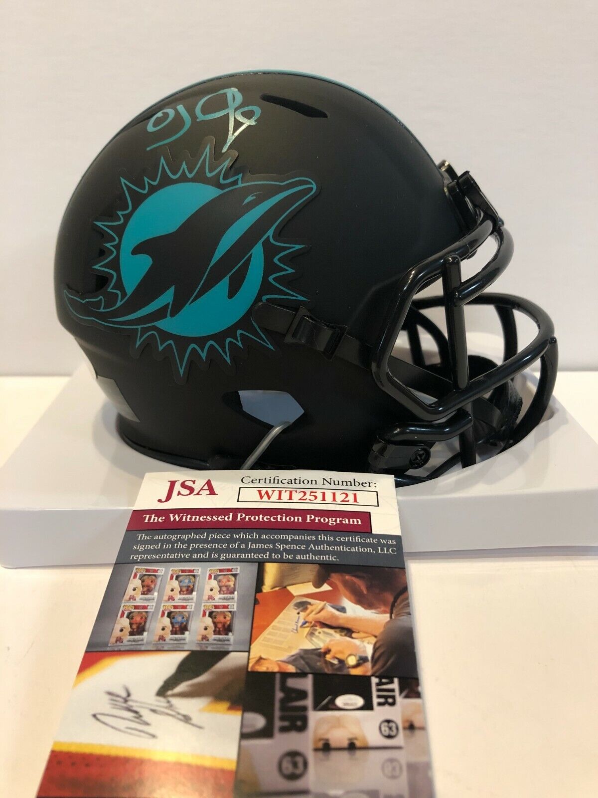 Oj Mcduffie Autographed Signed Miami Dolphins Mini Helmet Jsa Coa