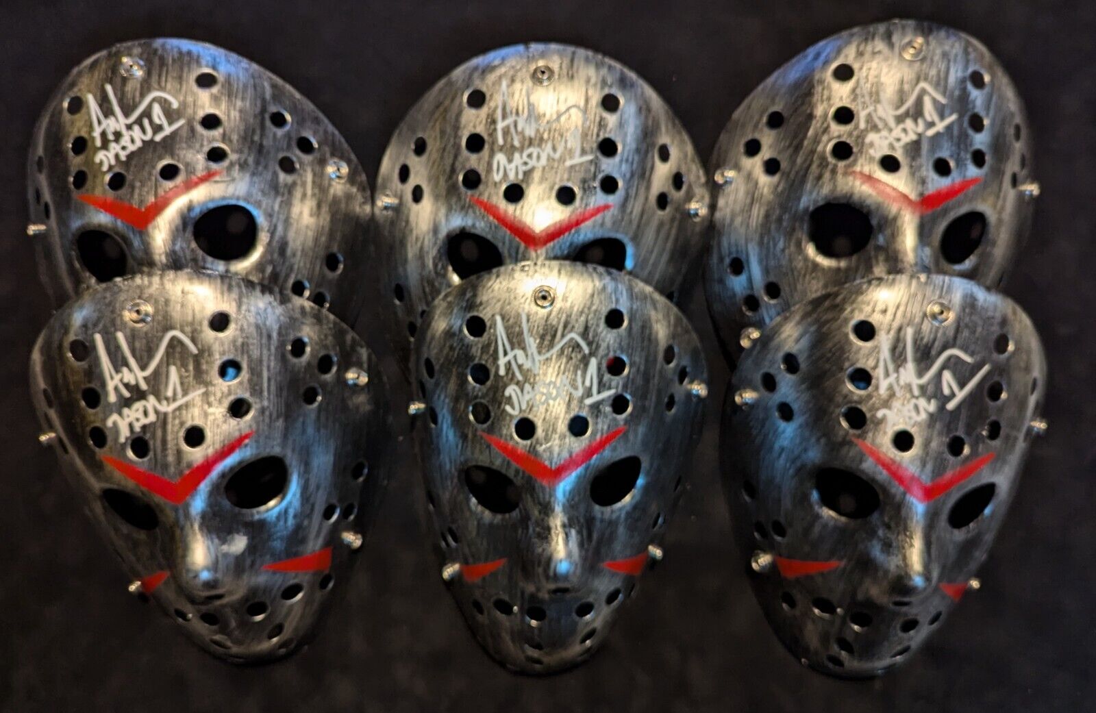 Friday the 13th autographed collections top set of 4 masks by Ari Lehman JSA COA