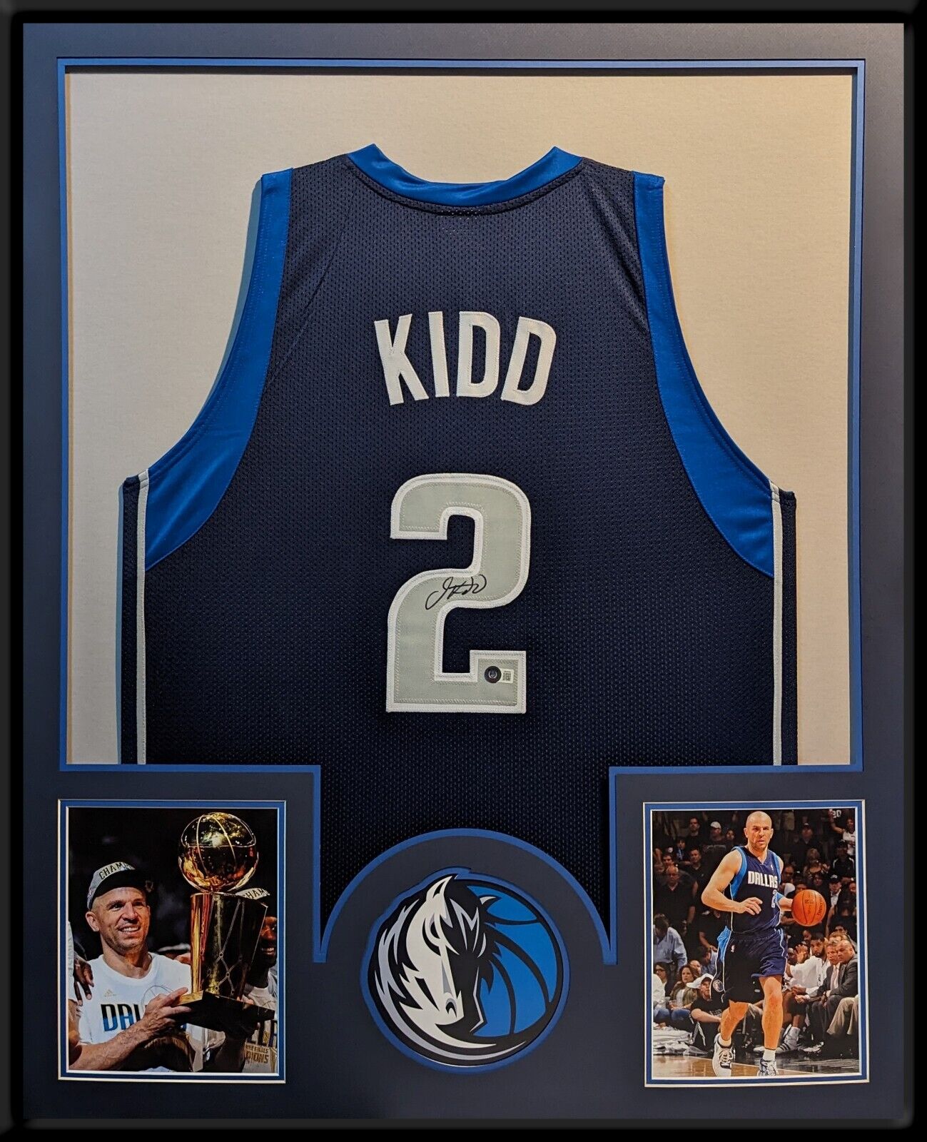 Framed Dallas Mavericks Jason Kidd Autographed Jersey Beckett Hologram