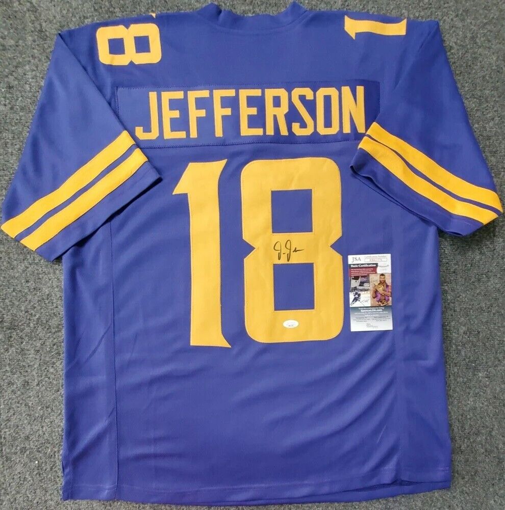 Justin Jefferson Minnesota Vikings Autographed Purple Custom Jersey –