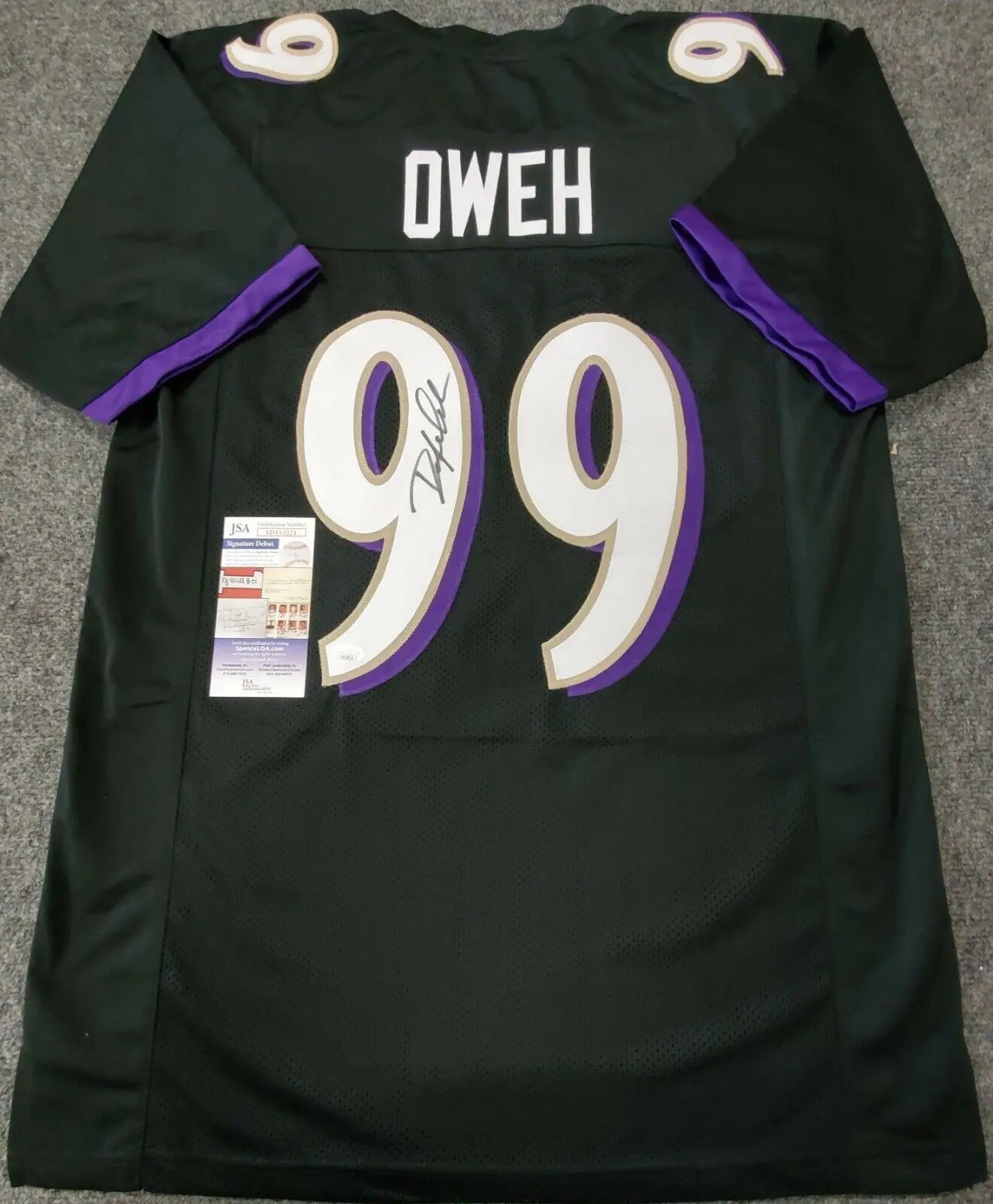 Odafe Oweh Signed Baltimore Ravens Custom Jersey (JSA Witness COA