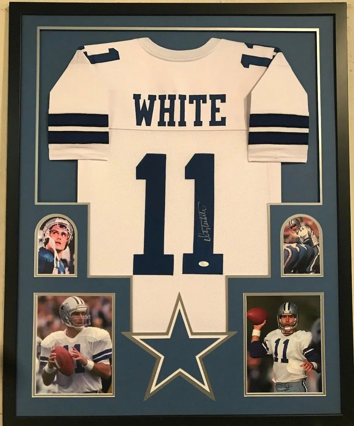 Framed Danny White Autographed Signed Dallas Cowboys Jersey Jsa Coa