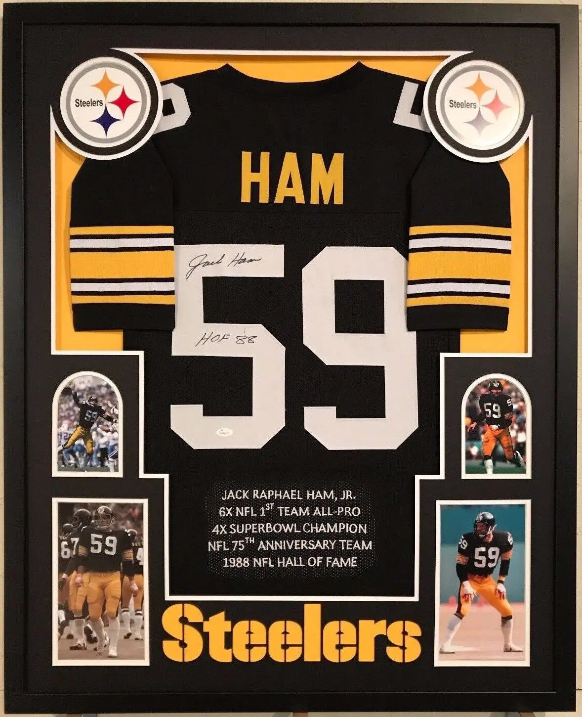 Framed Jack Ham Autographed Signed Insc Pittsburgh Steelers Stat Jersey Jsa  Coa