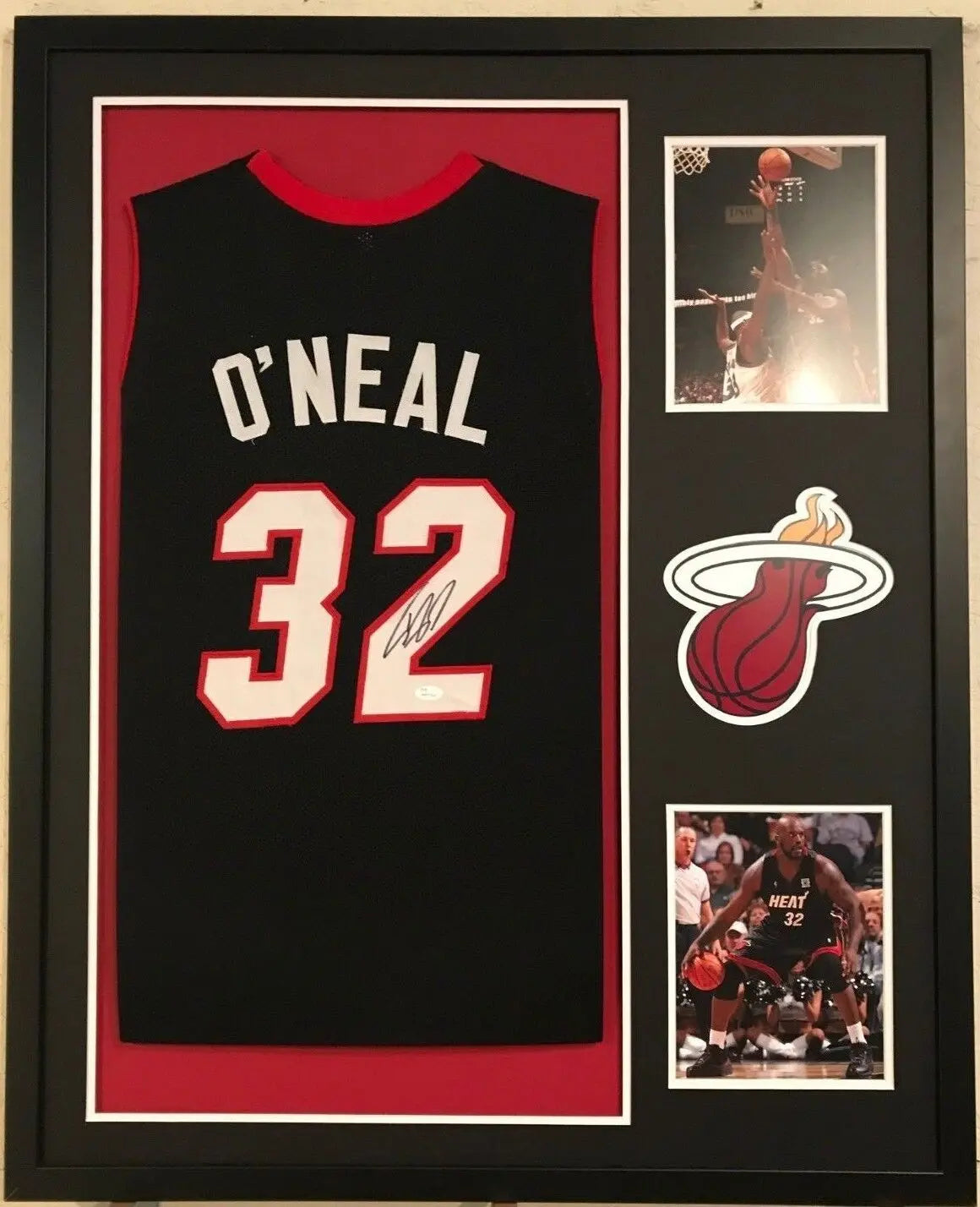 Framed Miami Heat Shaquille O'neal Autographed Signed Jersey Jsa Coa