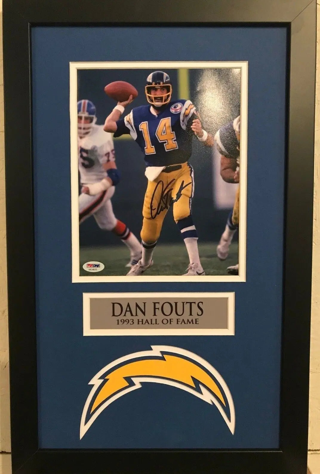 Dan Fouts Autographed Signed Framed Sand Diego Chargers Jersey 