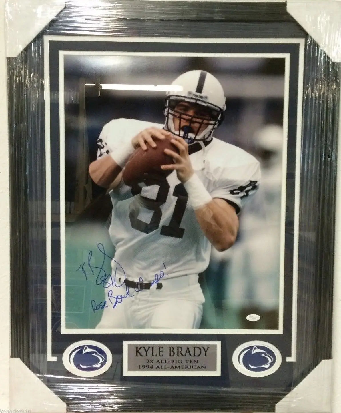 Framed Signed Inscribed Kyle Brady Penn State 16X20 Photo Jsa Coa