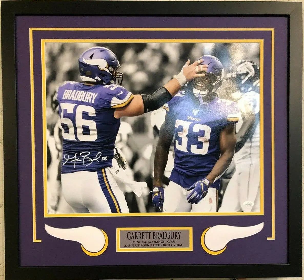 Garrett Bradbury Framed Signed Minnesota Vikings 16X20 Photo Jsa