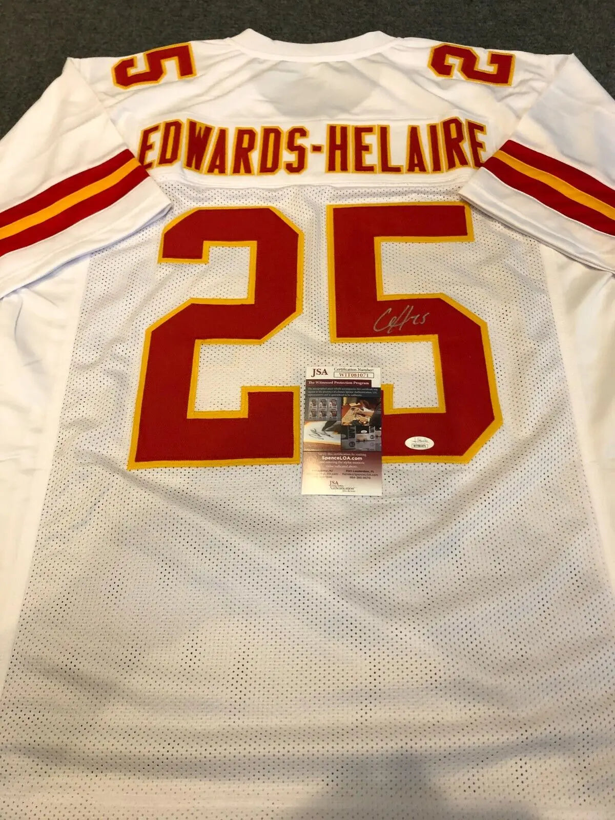 Kansas City Chiefs Clyde Edwards Helaire Signed “Custom” Jersey's JSA