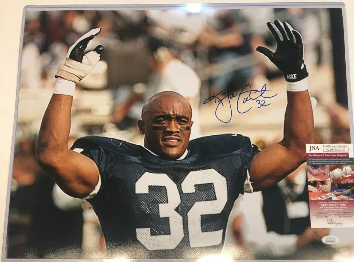 Framed Penn State Ki-Jana Carter Autographed Signed Jersey Jsa Coa