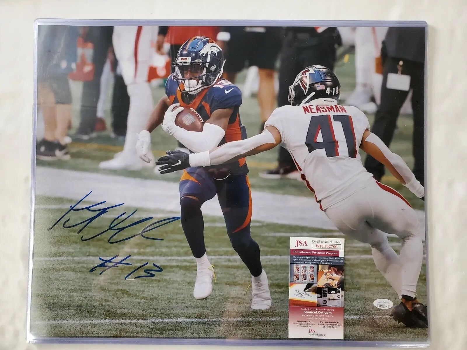 Kj Hamler Autographed Signed Denver Broncos 16X20 Photo Jsa Coa