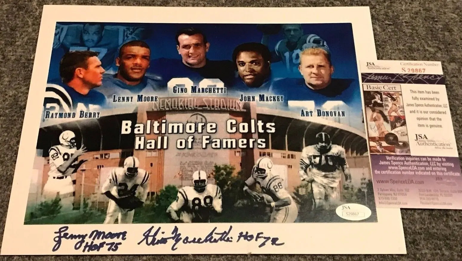 Autographed GINO MARCHETTI 8X10 Baltimore Colts photo