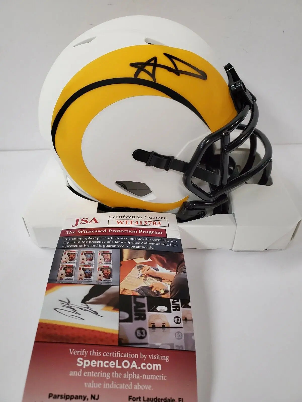 Los Angeles Rams Aaron Donald Autographed Speed Mini Helmet Jsa Coa