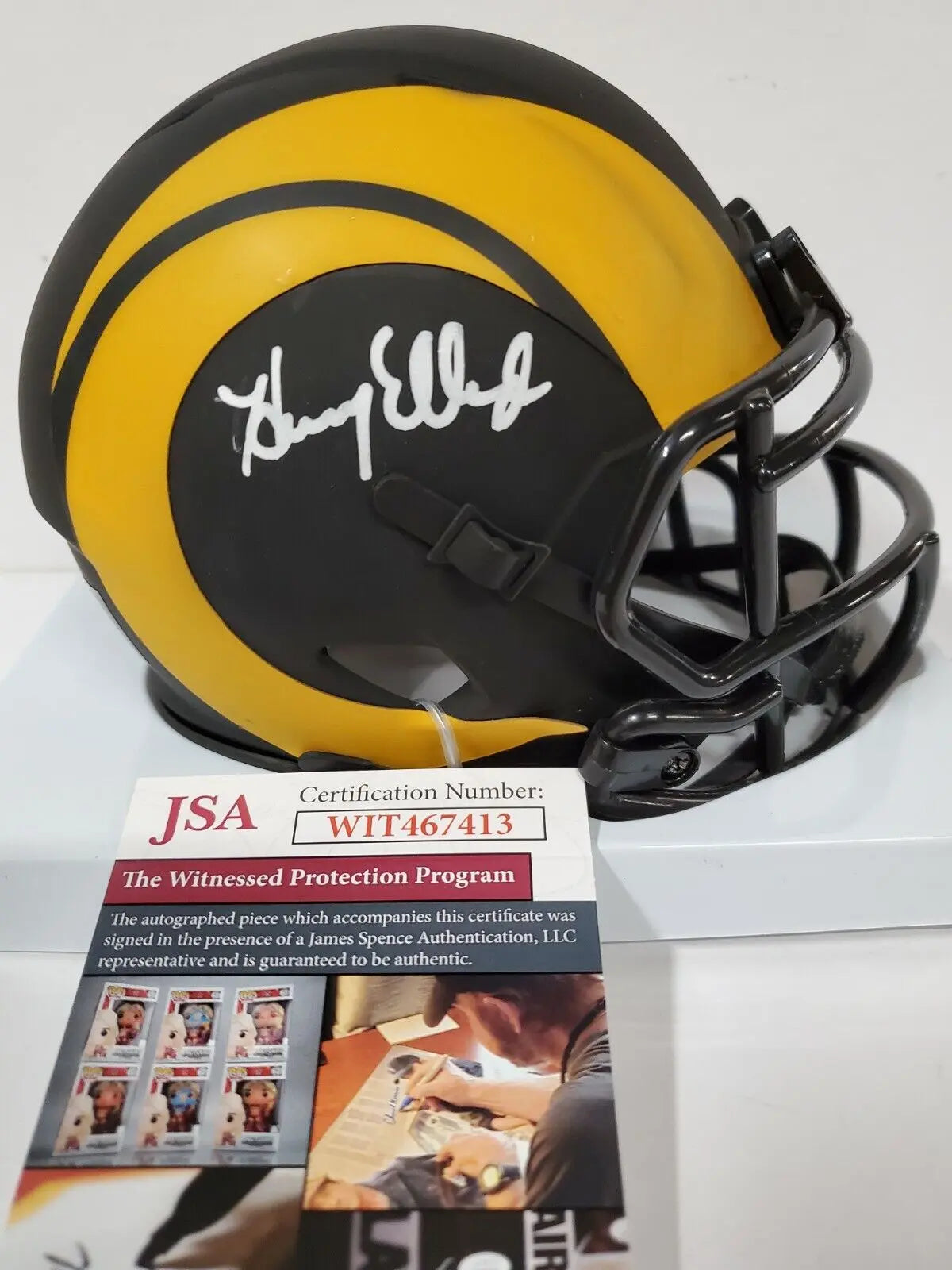 Los Angeles Rams Henry Ellard Autographed Eclipse Mini Helmet Jsa Coa