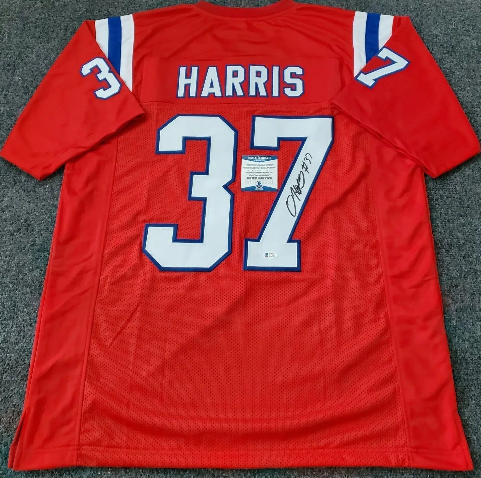 Damien Harris NFL New England Patriots Autographed Signed Jersey