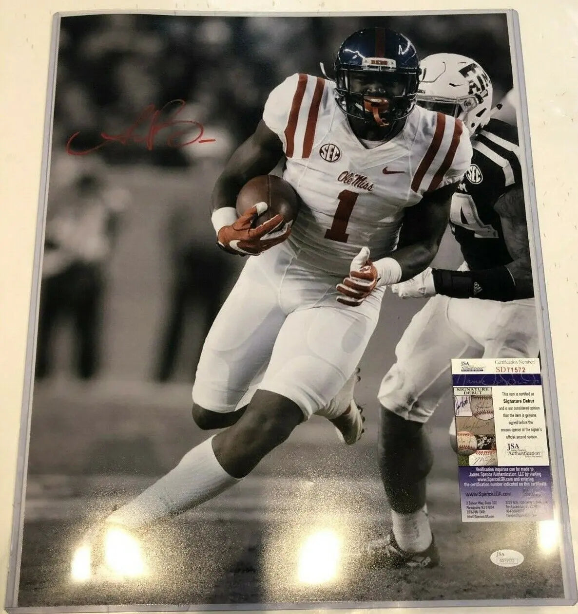 D.K Metcalf Autographed Ole Miss Custom Football Jersey - JSA COA