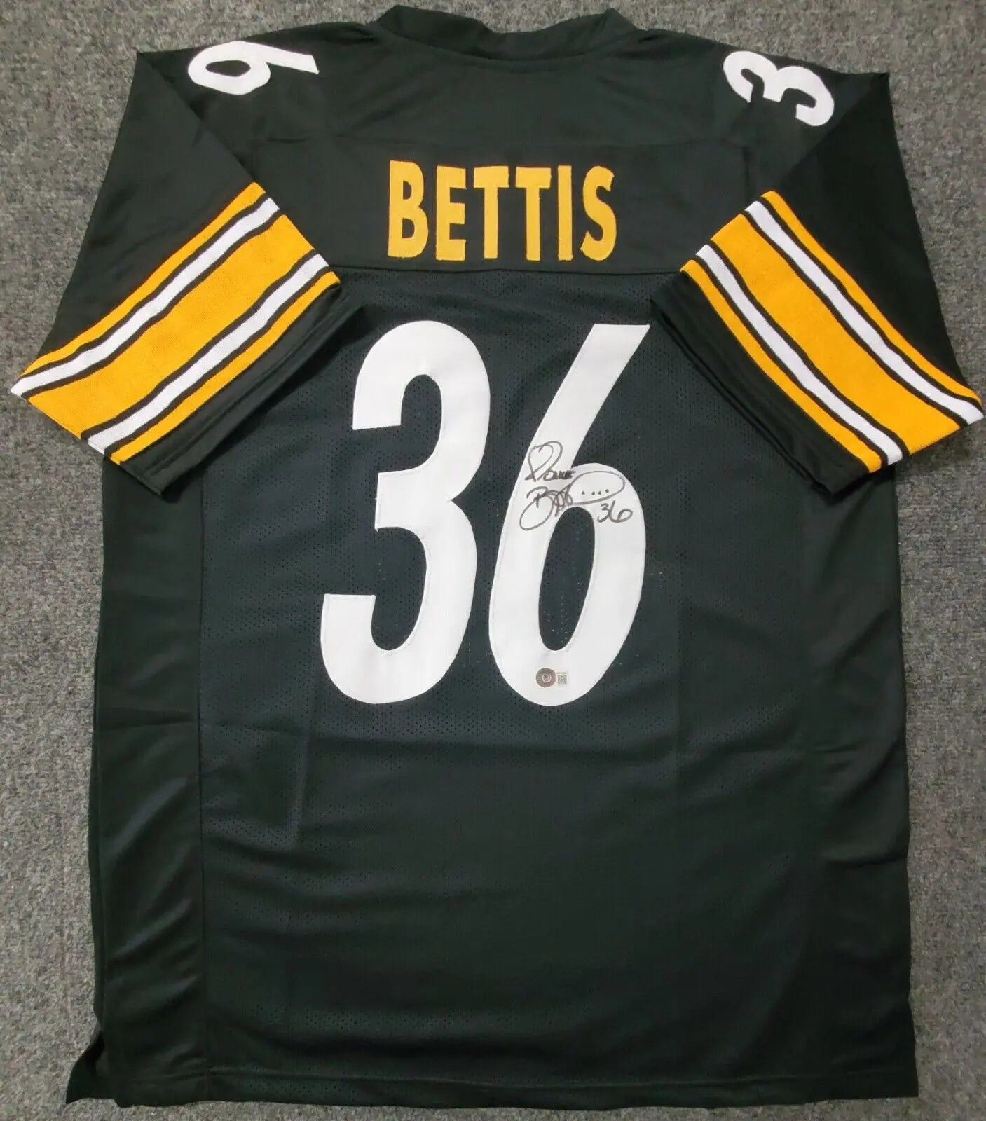 Jerome Bettis Autographed Blue/Yellow Pro Style Jersey - Beckett W