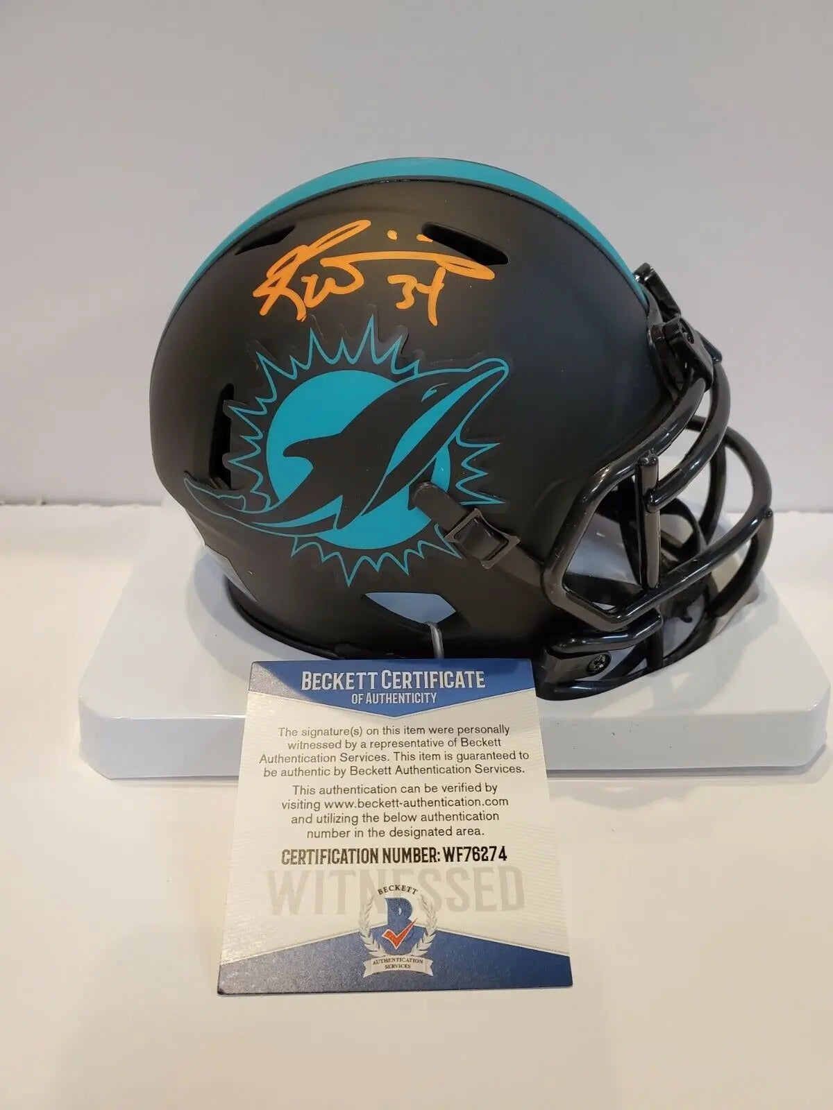 Zach Thomas Autographed Miami Flash Mini Football Helmet - BAS