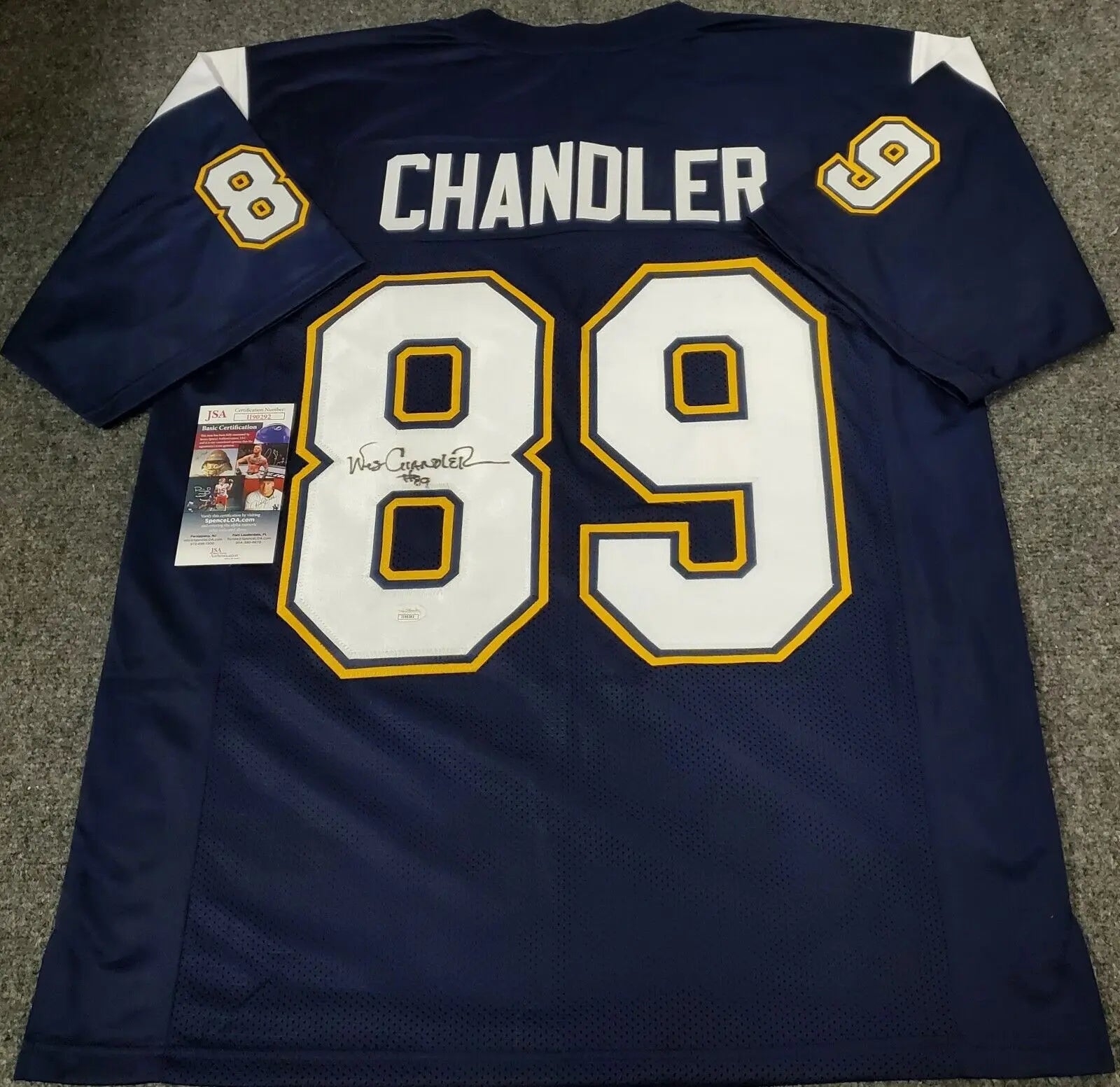 San Diego Chargers Wes Chandler Autographed Signed Jersey Jsa Coa