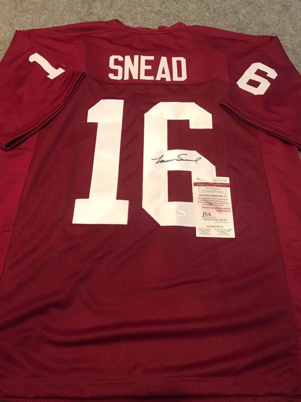 Washington Football Norm Snead Autographed Signed Jersey Jsa Coa