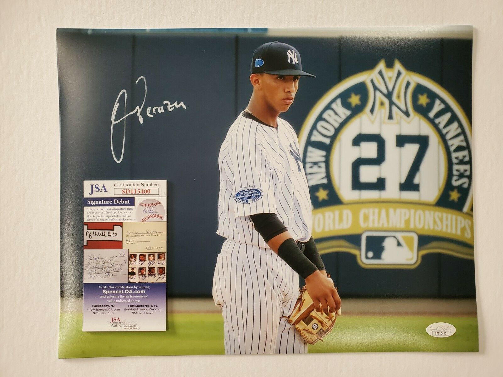 New York Yankees Oswald Peraza Autographed Signed 11X14 Photo Jsa Coa