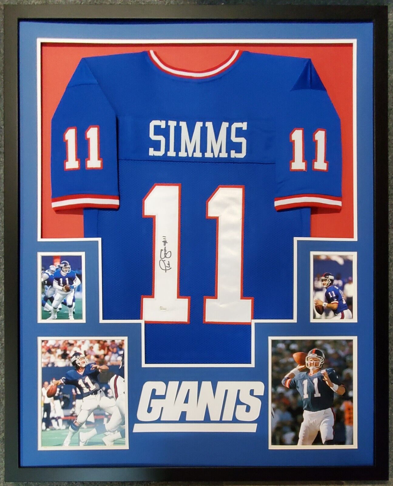 Phil Simms Autographed New York Giants Custom Framed Jersey, JSA