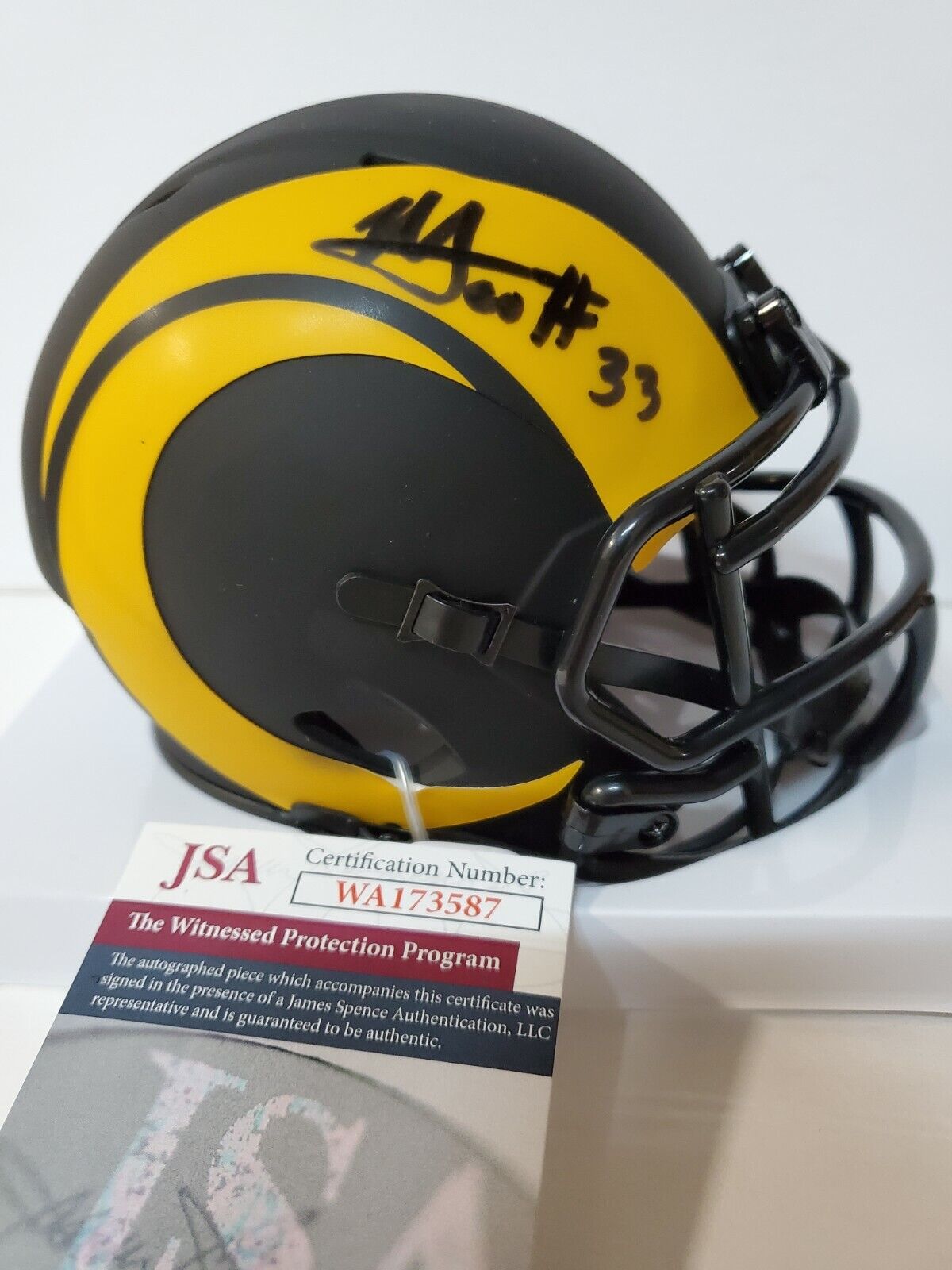 Los Angeles Rams Nick Scott Autographed Eclipse Mini Helmet Jsa Coa