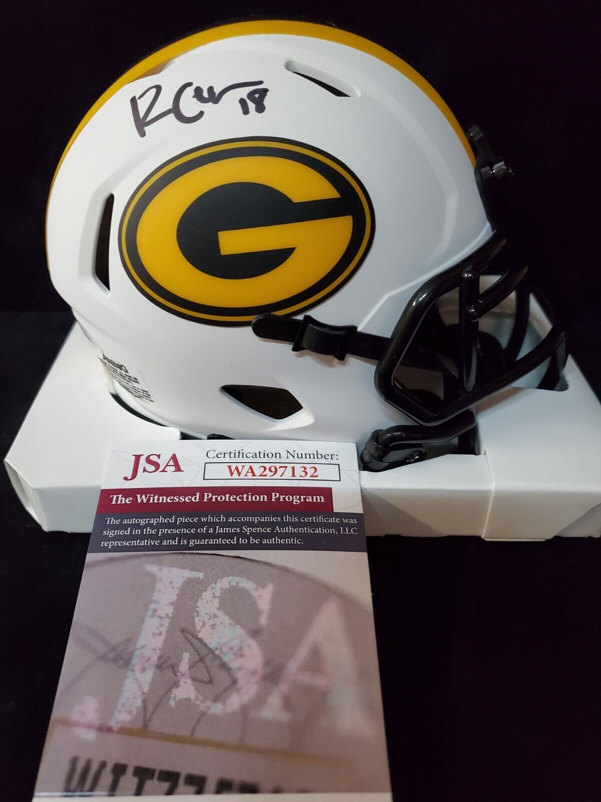 Green Bay Packers Randall Cobb Autographed Signed Lunar Mini Helmet Jsa Coa