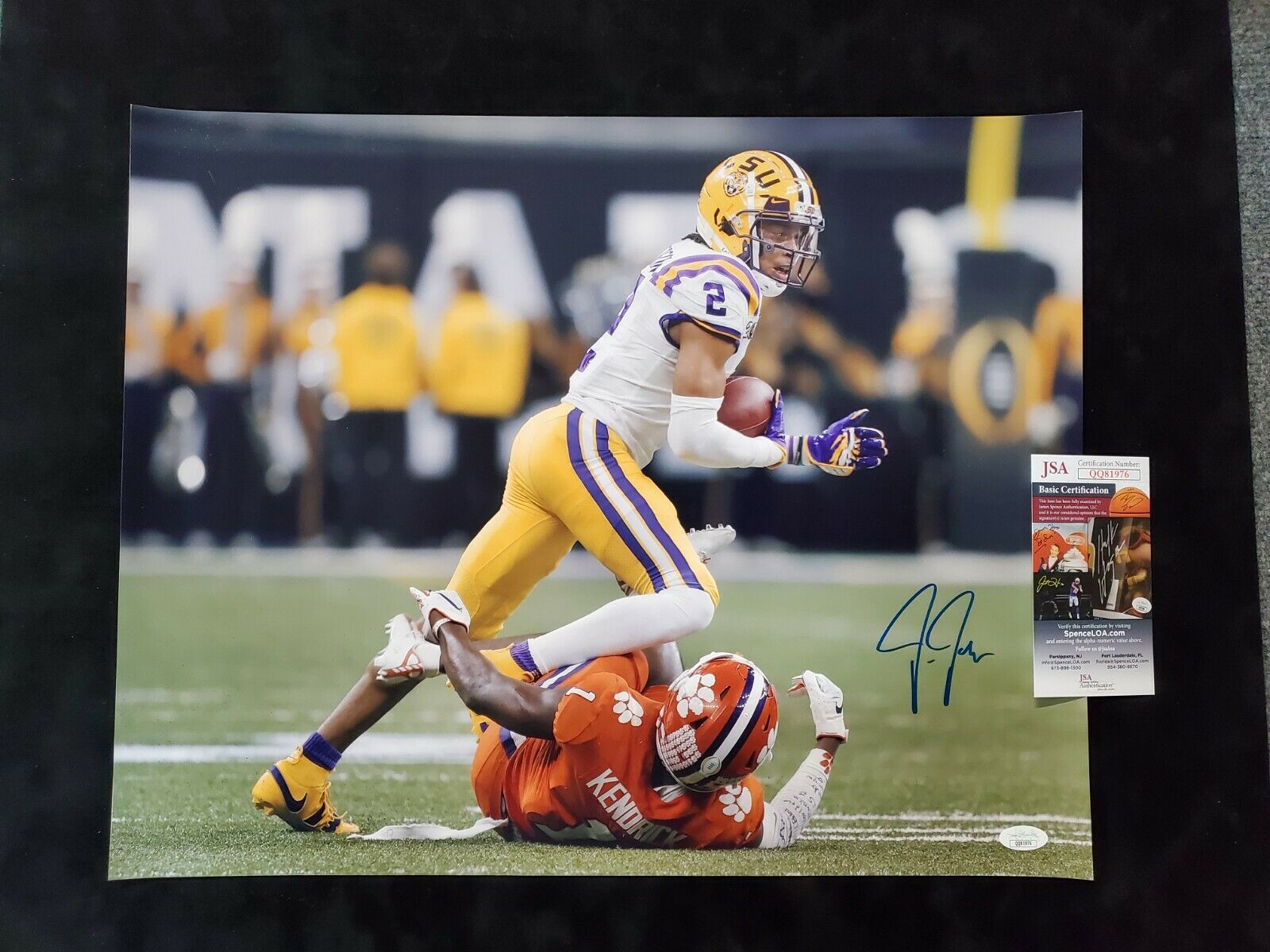 Justin Jefferson Framed Signed LSU Jersey JSA Autographed Lousiana Sta