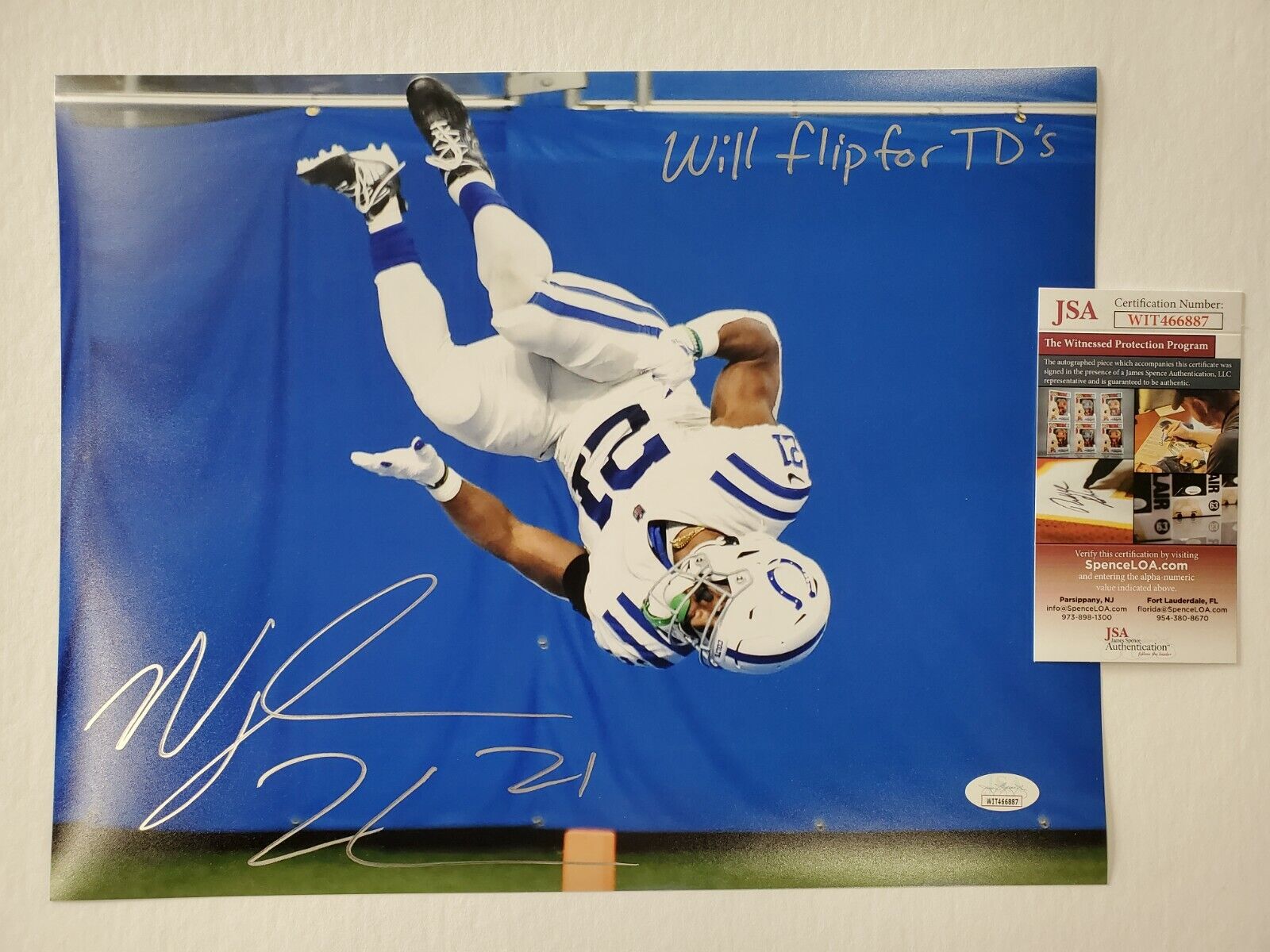 Indianapolis Colts Nyheim Hines Autographed Inscribed 11X14 Photo