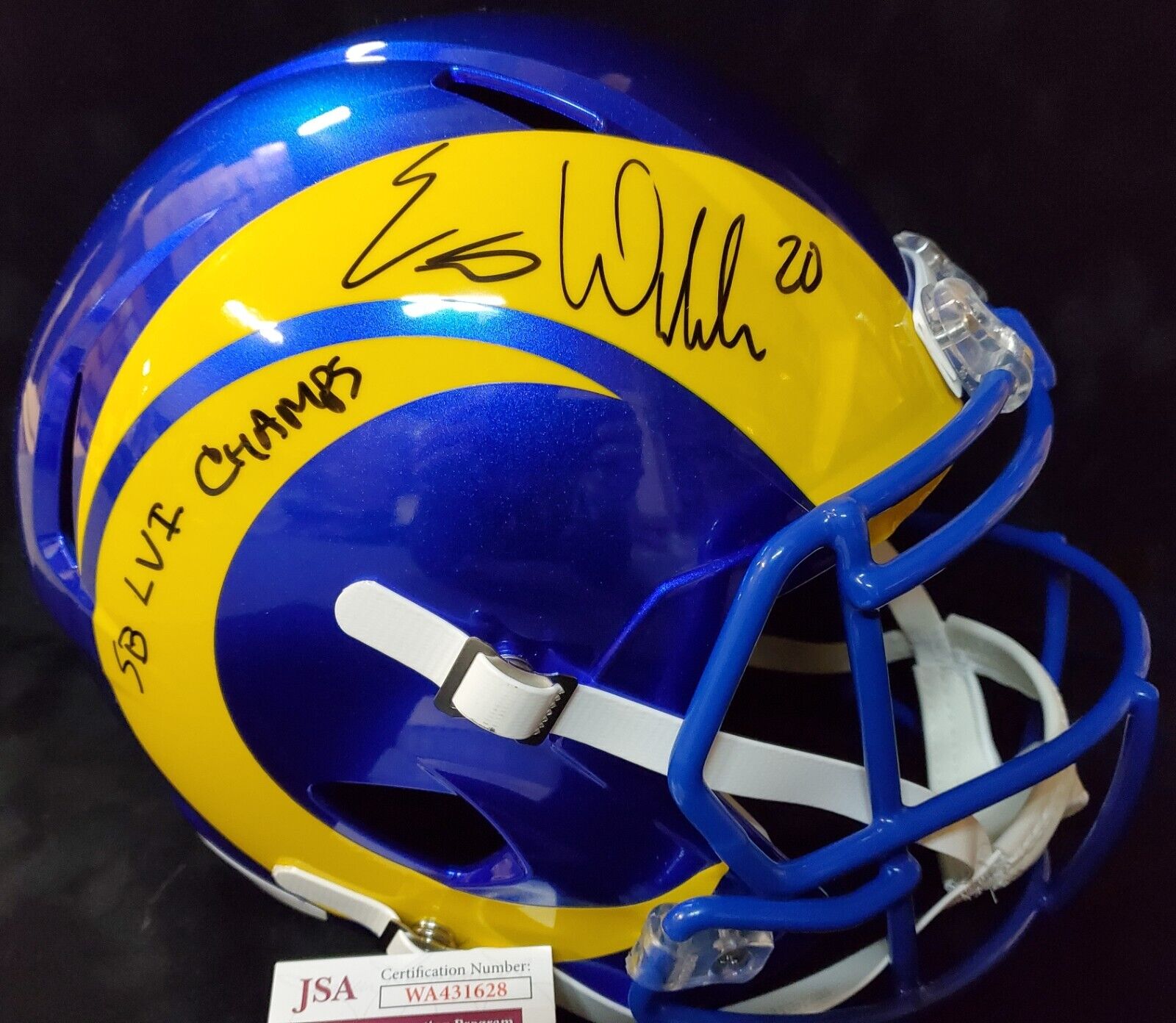 La Rams Eric Weddle Signed Inscribed Full Size Replica Speed Helmet Jsa Coa