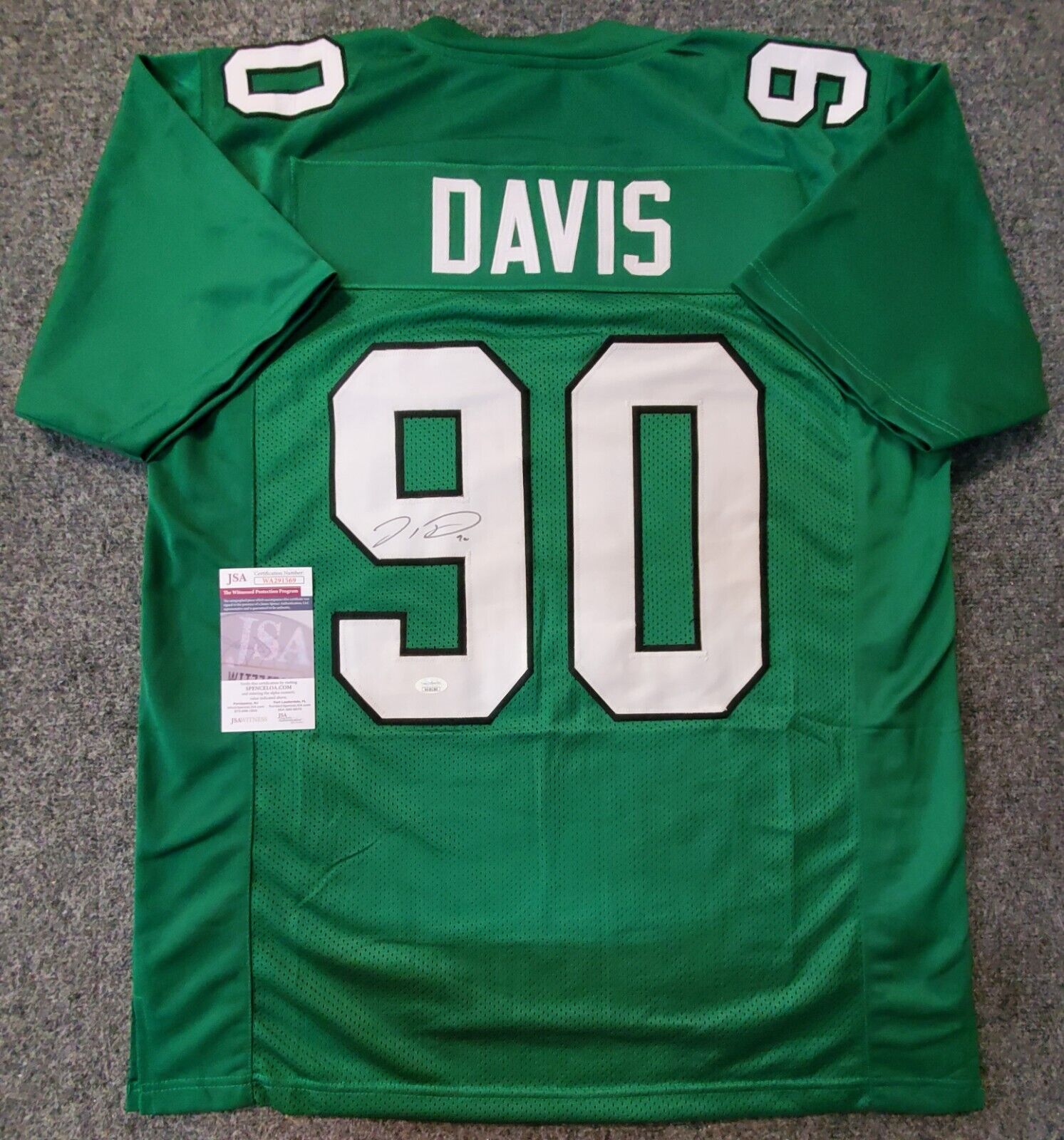 Jordan Davis Signed Custom Philadelphia Eagles Custom Jersey JSA