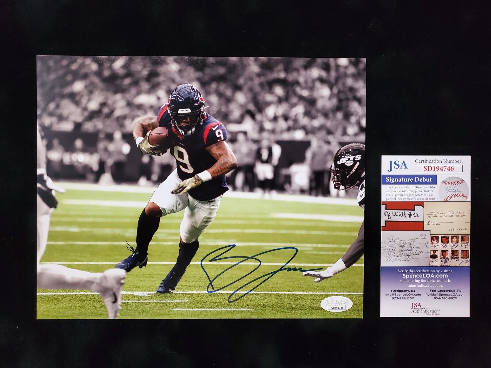 Houston Texans Brevin Jordan Autographed Signed 8X10 Photo Jsa Coa