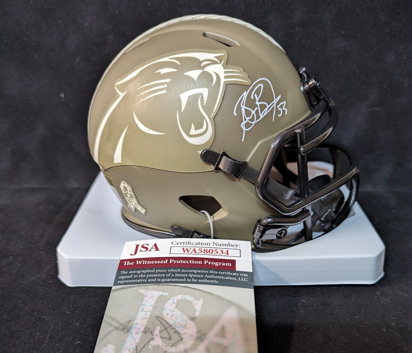 Carolina Panthers Brian Burns Signed Salute To Service Mini Helmet Jsa –  MVP Authentics