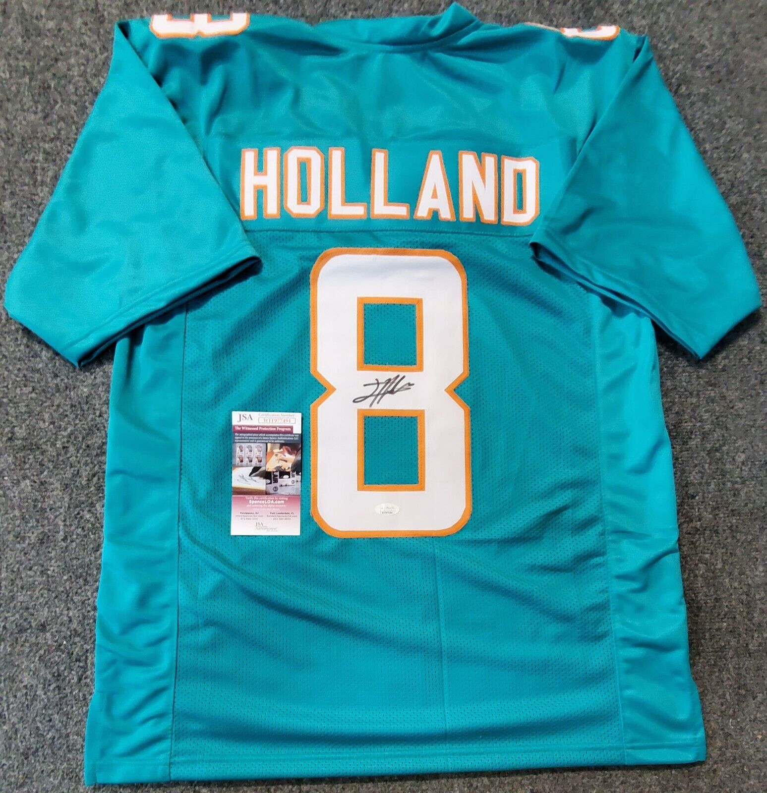 Jevon Holland Signed Miami Dolphins Jersey (JSA COA) 2021 2nd Round Draft  Pk D.B