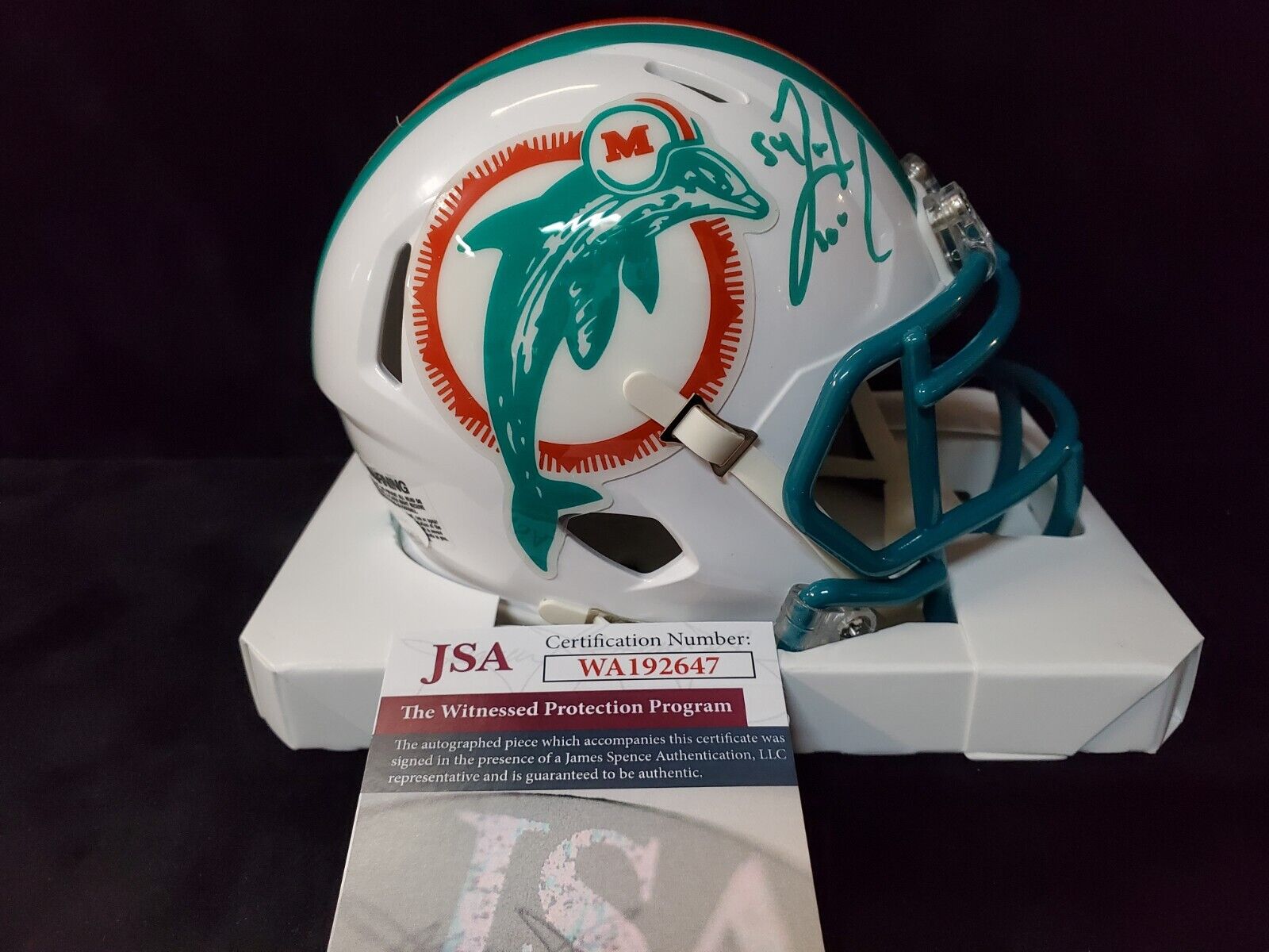 Oj Mcduffie Autographed Signed Miami Dolphins Mini Helmet Jsa Coa