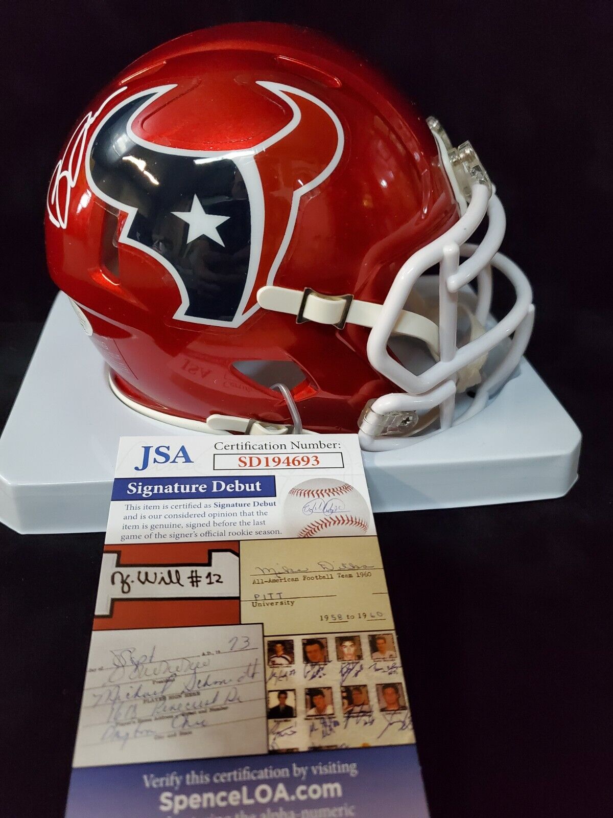 Houston Texans Brevin Jordan Signed Flash Mini Helmet Jsa Coa – MVP  Authentics