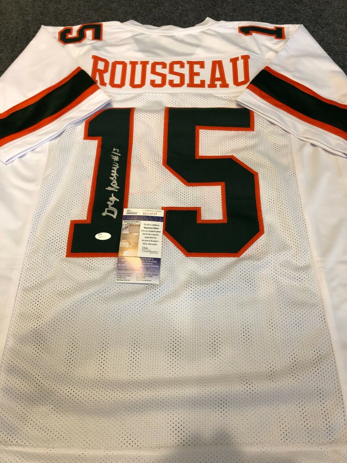 Miami Hurricanes Greg Rousseau Autographed Signed Jersey Jsa Coa