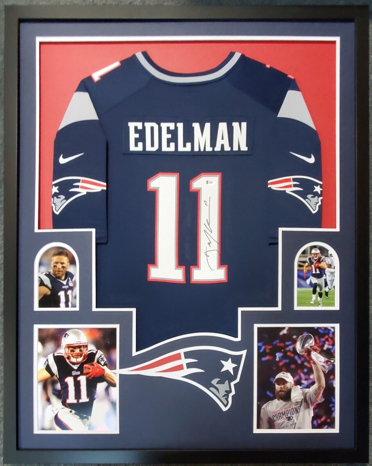 Julian Edelman Autographed Framed Patriots Jersey