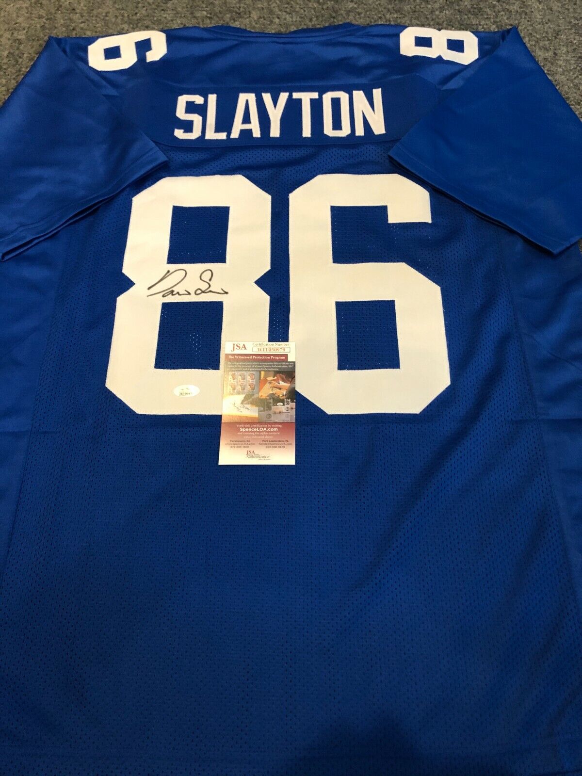 DARIUS SLAYTON Signed/Autographed GIANTS Authentic Style Blue Jersey JSA COA