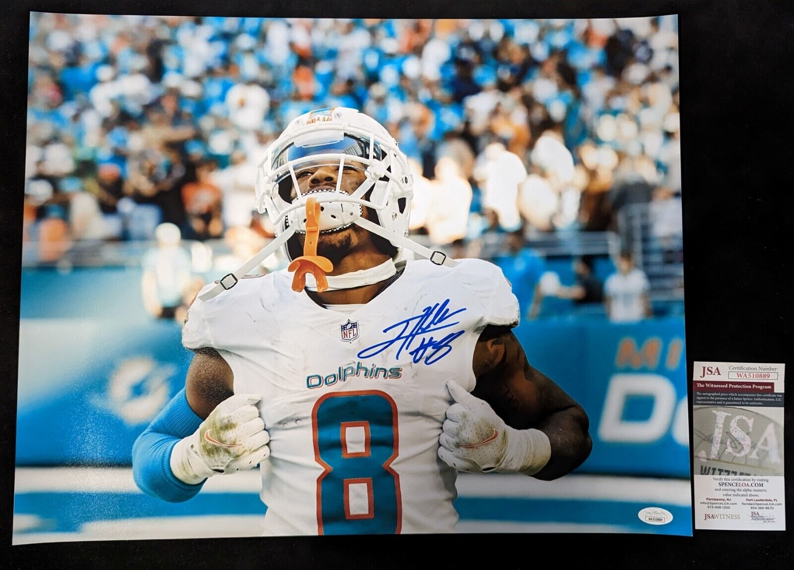 Jevon Holland Signed Dolphins 16x20 Photo (JSA)