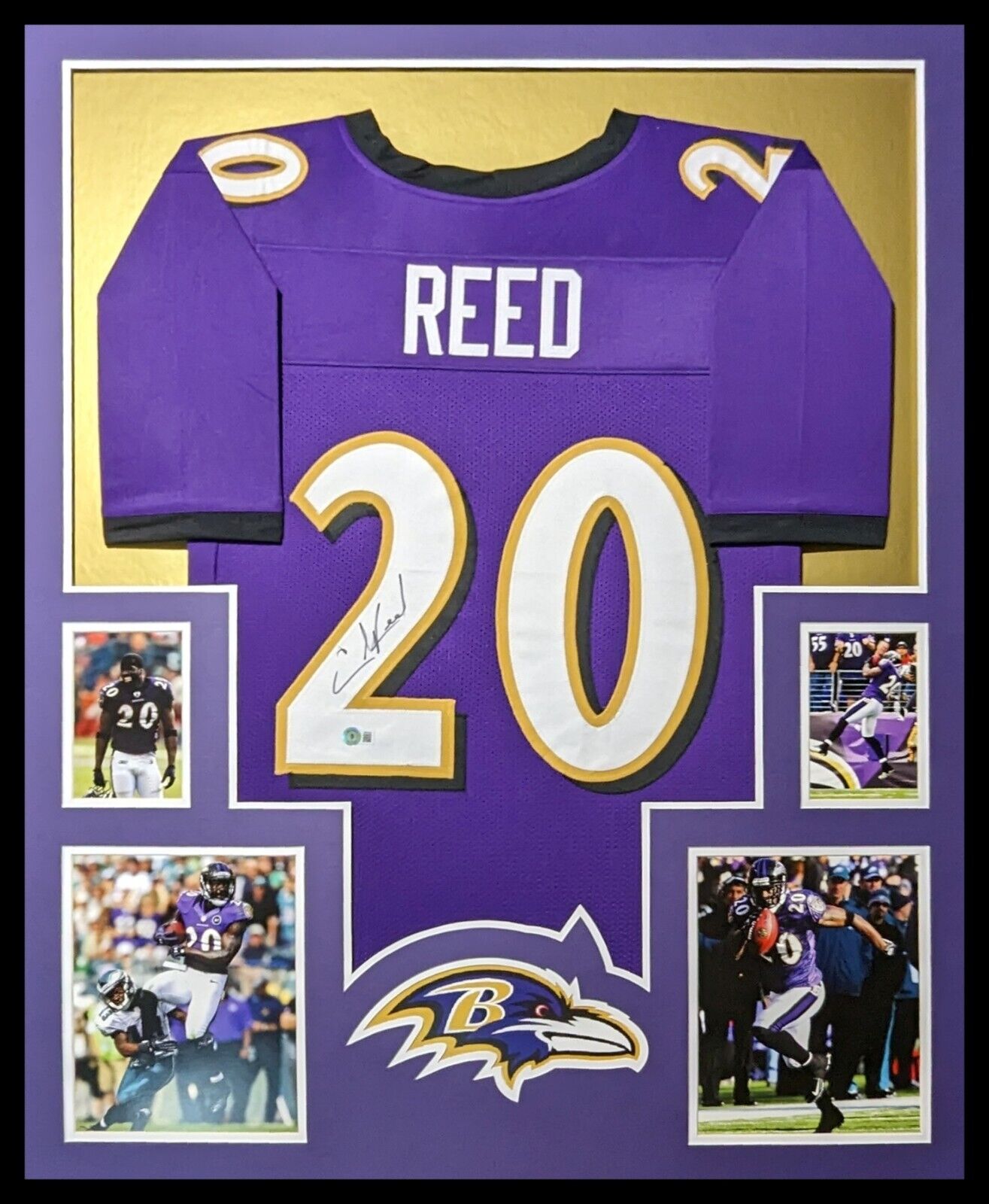 Ed Reed Autographed Signed Baltimore Ravens Framed Jersey 