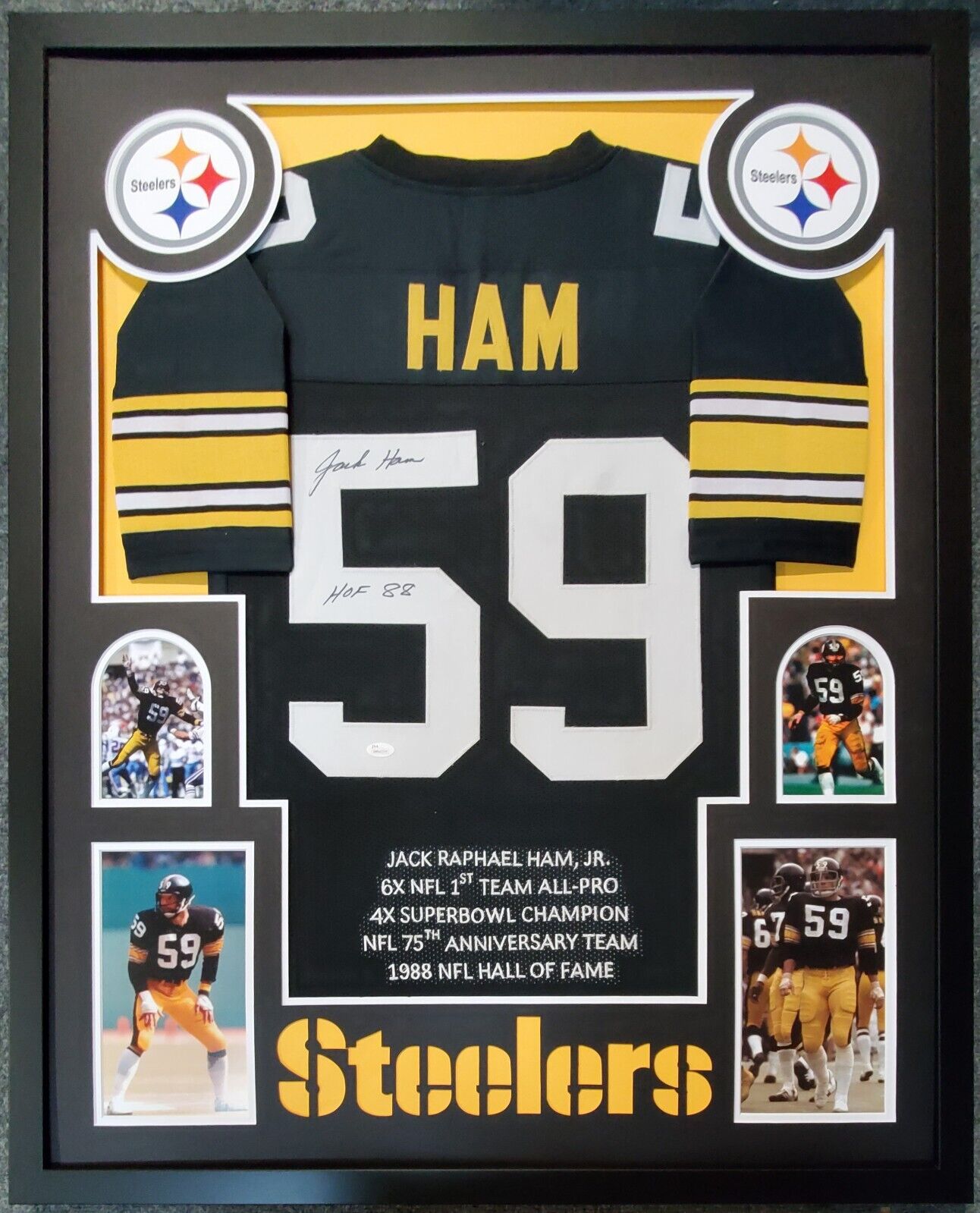 Jack Ham Autographed and Framed White Steelers Jersey