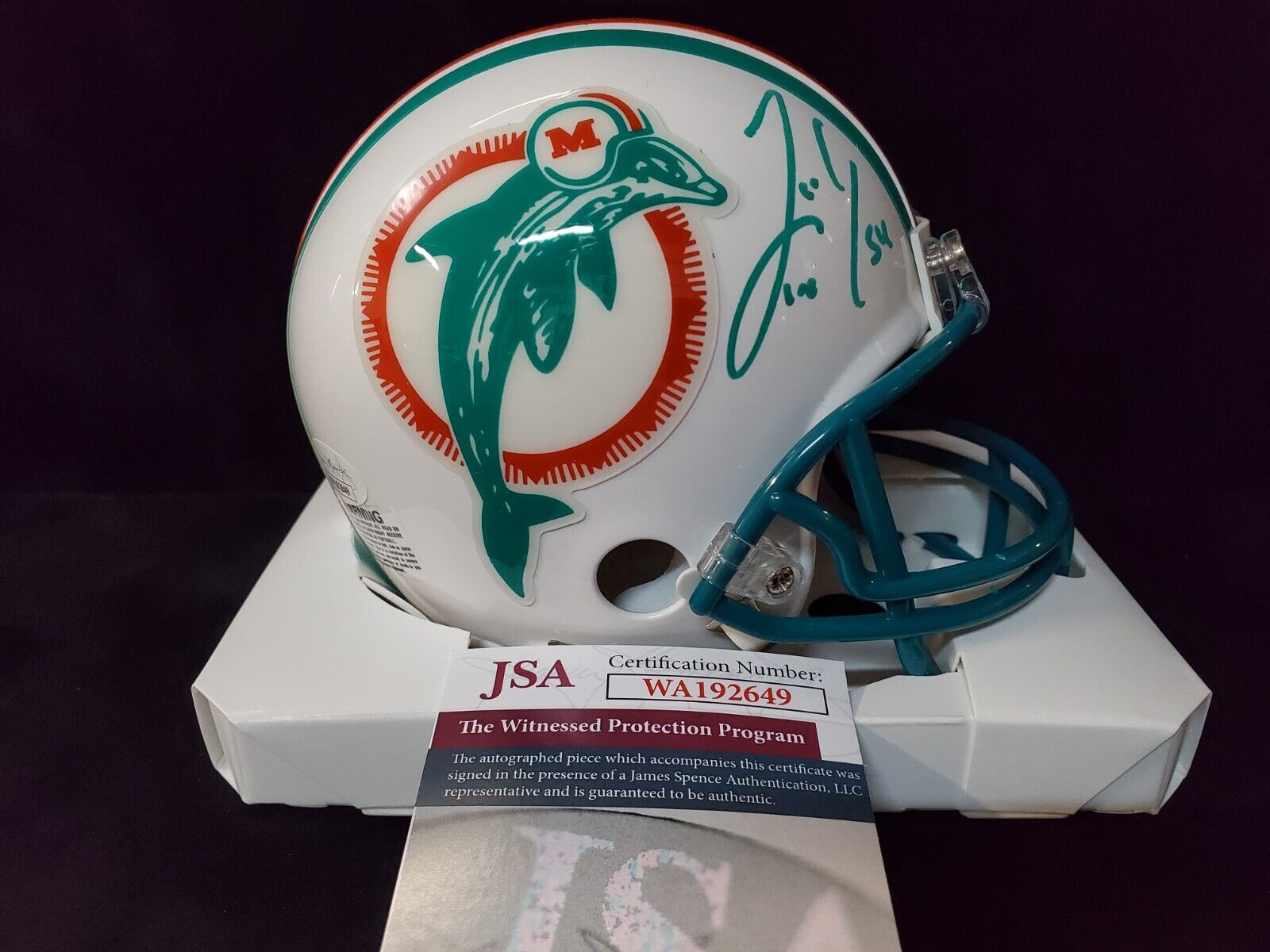 JEVON HOLLAND MIAMI DOLPHINS AUTOGRAPHED CUSTOM THROWBACK JERSEY JSA COA