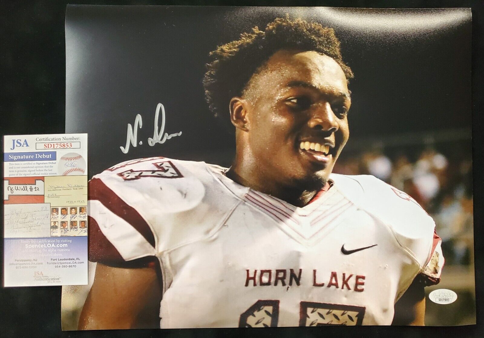 Horn Lake Eagles Nakobe Dean Autographed Signed 11X14 Photo Jsa Coa