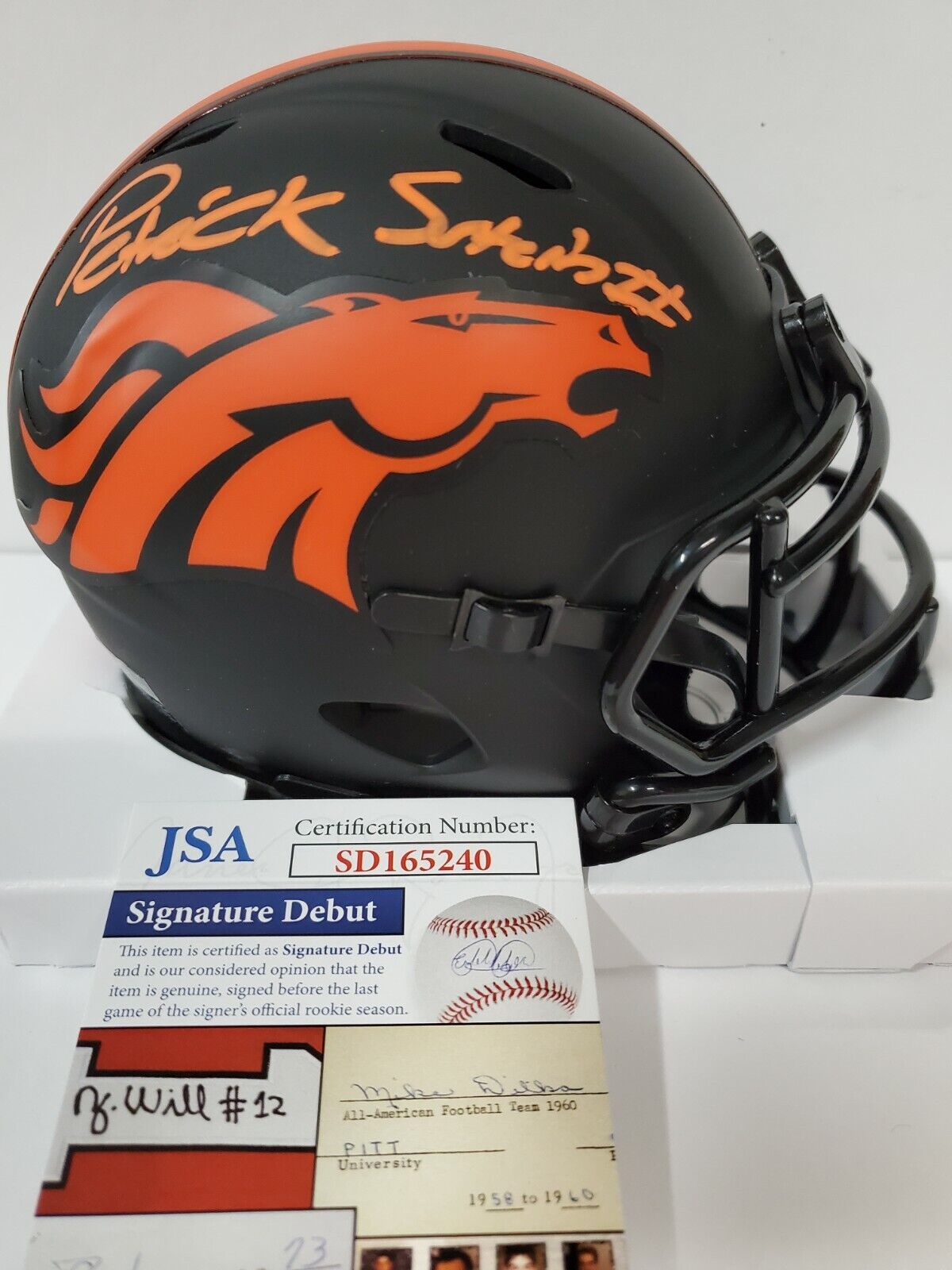 Denver Broncos Pat Surtain Ii Autographed Signed Eclipse Mini Helmet J –  MVP Authentics