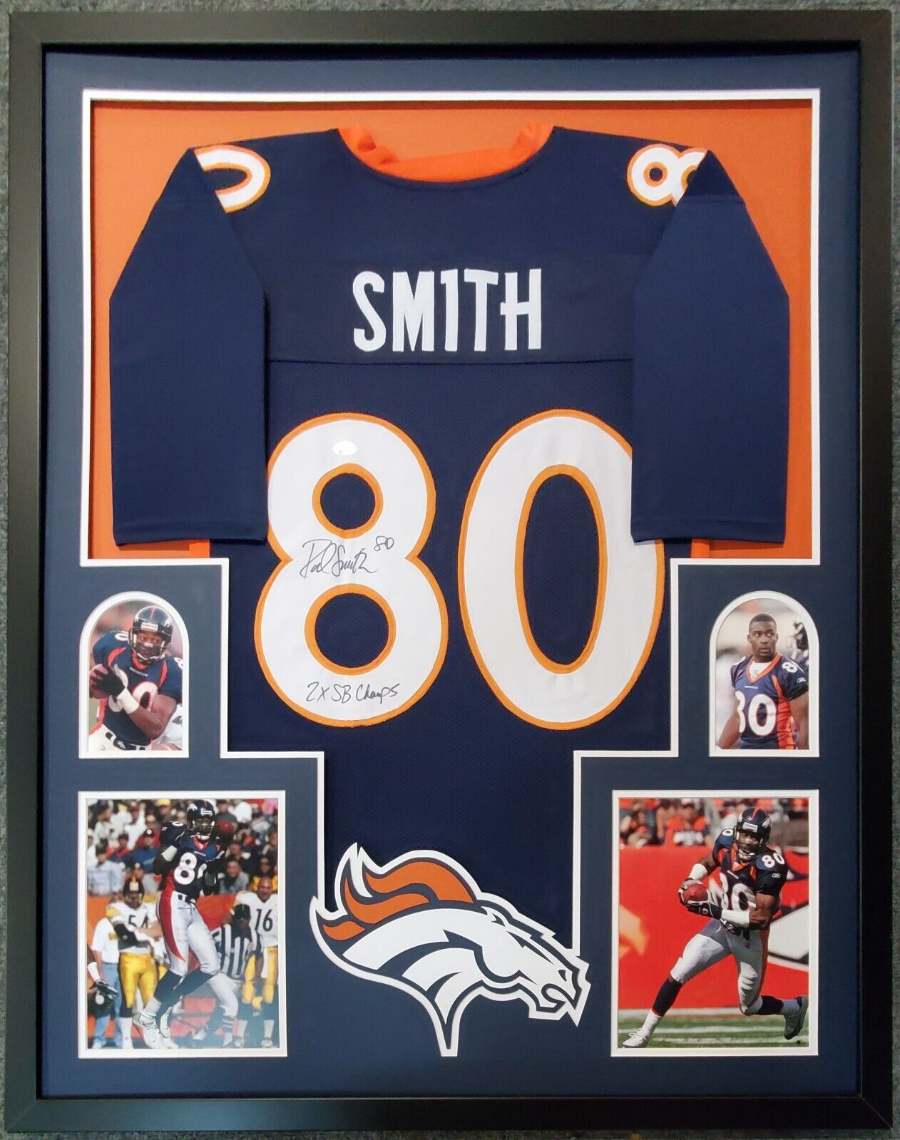 Rod Smith Autographed Signed Framed Denver Broncos Jersey JSA 